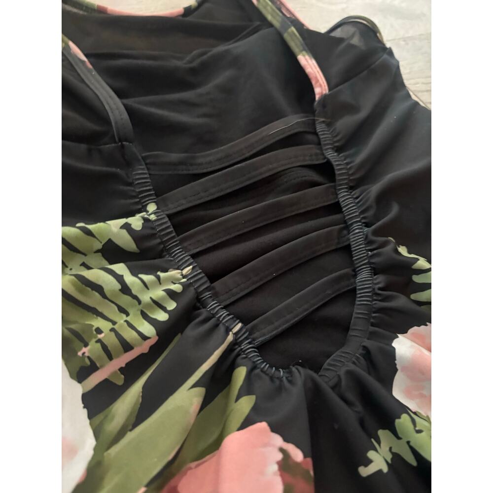 Albion The Maria Carolina Floral Rose One Piece Swimsuit XS Mesh Strappy Back - Picture 9 of 11